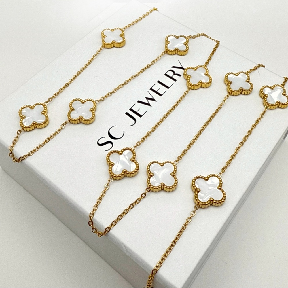 Last 1 🔥 Clover Necklace Gold Mother of Pearl Double Sided Stainless Steel - Picture 2 of 13